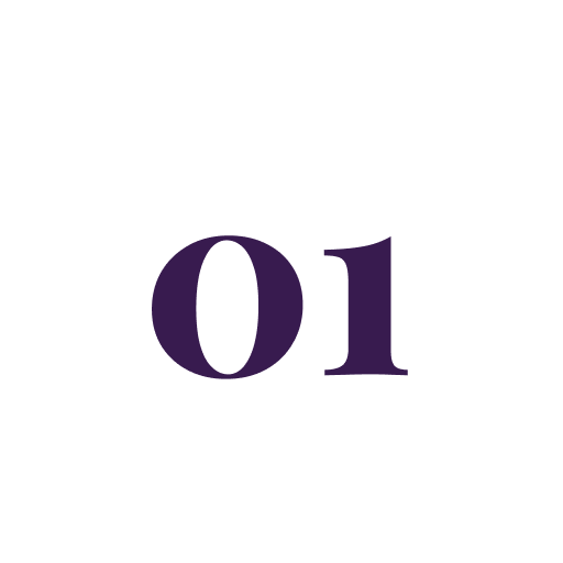 Bold purple number 01