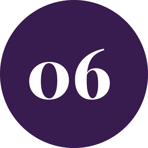 Number six on purple circle