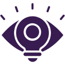 Light bulb inside an eye icon